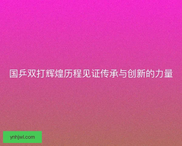 国乒双打辉煌历程见证传承与创新的力量