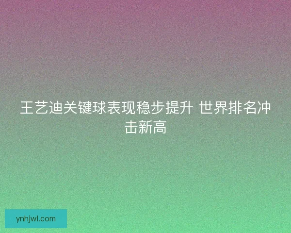 王艺迪关键球表现稳步提升 世界排名冲击新高